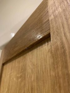 The odd shiny patch on sealed stain proofed timber