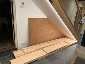 plywood back for under stairs winerack